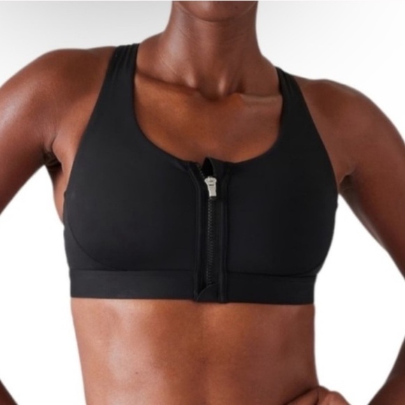 Athleta Ultimate Zip Front Sports Bra in Black XS - Picture 1 of 6